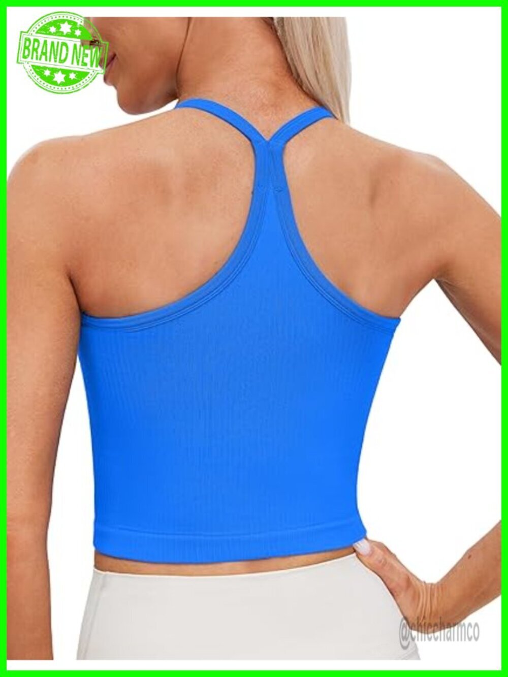 Seamless Y Back Longline Racerback Sports Bra Crop Top
